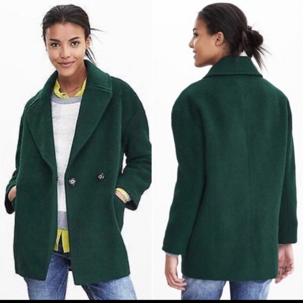 NWOT Banana Republic Green Wool Cocoon Coat